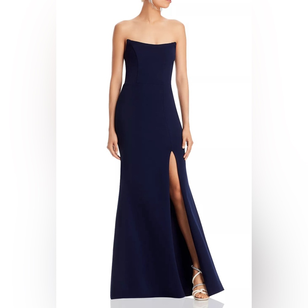 Bloomingdale’s Navy Blue Strapless Formal Gown Size 0